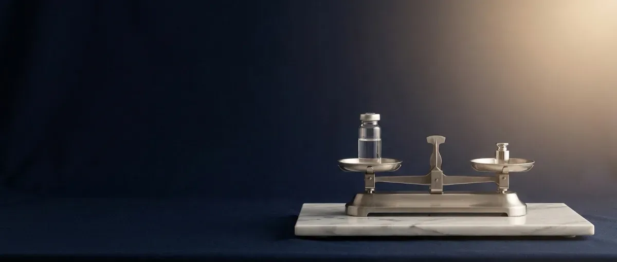 Balance scale with vial